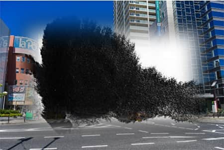 黒い墨のようなものが見える